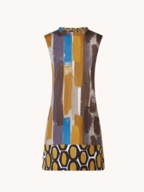 Max Mara Bpop reversible mini dress with print and side pockets